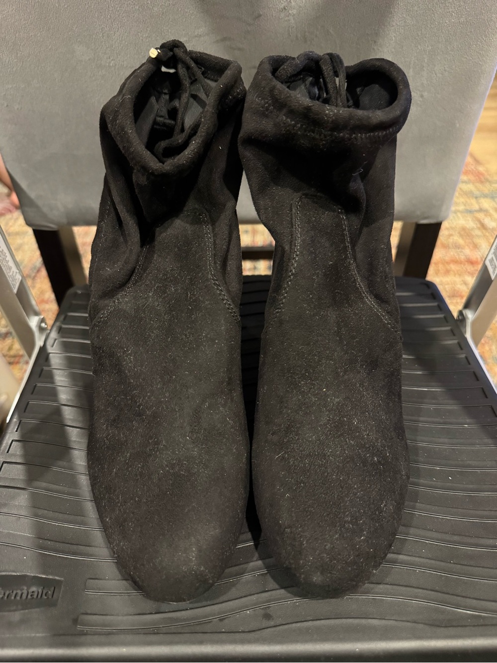 Women’s Black Suede Heeled Ankle Boots